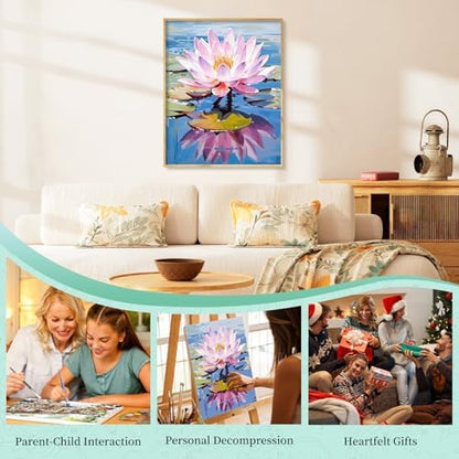 Paint by Numbers Kit for Adults, Lotus DIY Acrylic Painting Kit, 16x20 Inch - Image 7