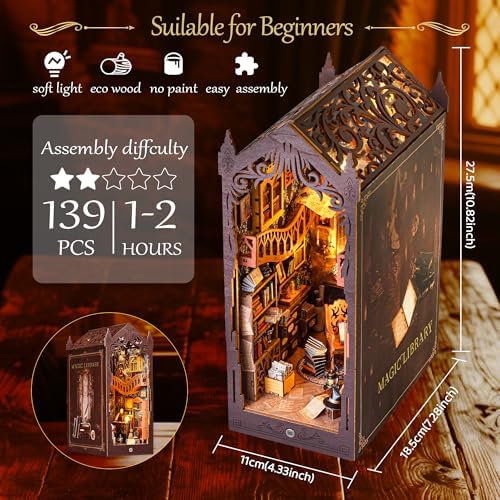 Book Nook Kit for Adult Booknook Dollhouse DIY Miniatures House Kit - Image 3