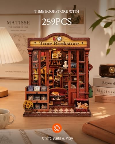 Book Nook Kit DIY Miniature House Kit for Adults, Timeless Library Mini Dollhouse with Furniture & LED Lights, 3D Wooden Puzzle Bookshelf Insert Decor, Creative Gift for Teens, Family & Friends - Image 4