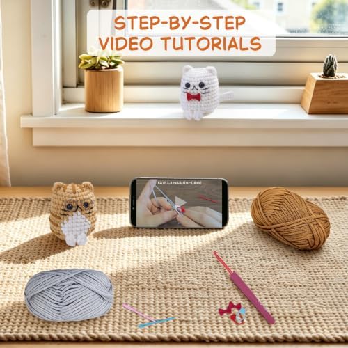 MASPODER Crochet Kit for Beginners Adults Complete Starter Cats Pattern - Image 4