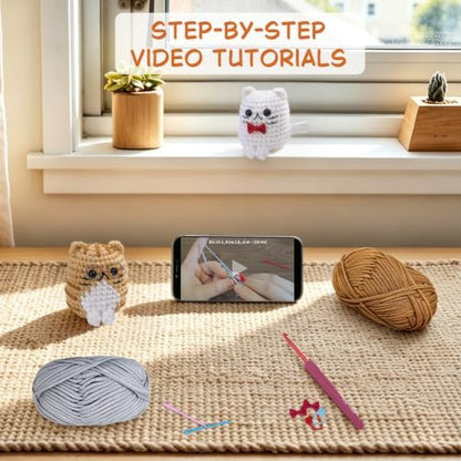 MASPODER Crochet Kit for Beginners Adults Complete Starter Cats Pattern - Image 4