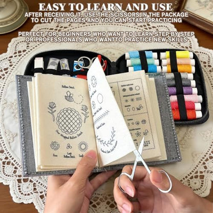 86 Pcs Embroidery Stitch Book Kit Beginner Sewing Stitch Practice Set - Image 2