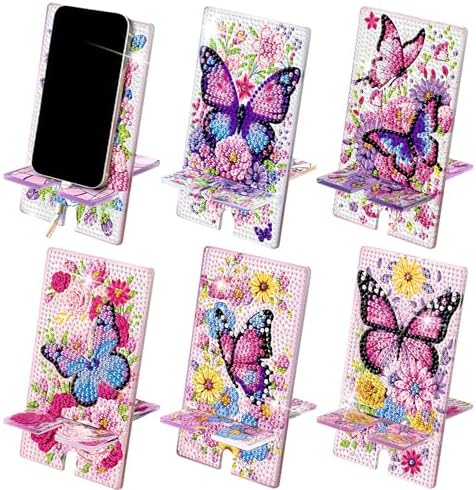 Saillong 6 Pcs Butterfly Flowers Diamond Art Cell Phone Holder Stand by Saillong