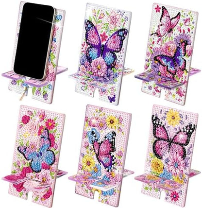 Saillong 6 Pcs Butterfly Flowers Diamond Art Cell Phone Holder Stand by Saillong