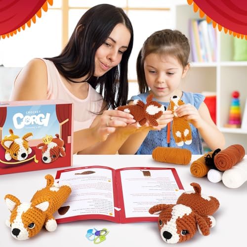 Fortuning's JDS Crochet Kit for Beginners, 2 PCS Corgi Crochet Kits - Image 5