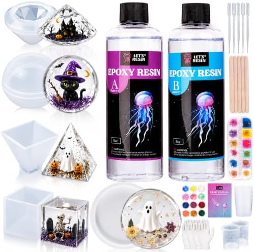 LET'S RESIN 16oz Epoxy Resin Kits and Molds Complete Set for Beginners by LETSRESIN