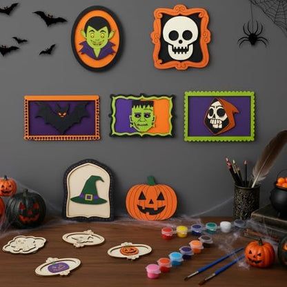 Weysat 18 Pcs Wooden Halloween Crafts for Adults DIY Frames Decorating Kits - Image 3