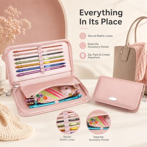 Coopay Crochet Hooks Set with Zipper Pouch, 16PCS Metal Crochet Needles - Image 6