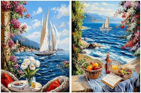 DOTSOPS 2 Pack Landscape Diamond Painting Kits for Adults Round Full Drill by DOTSOPS