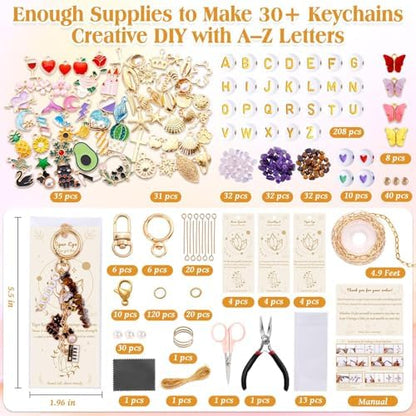 674 Pcs Lipgloss Keychain Making Kit,Bag Charm Kit with Crystal Stone - Image 2
