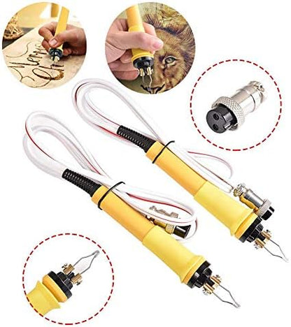 Wood Burning Kit 110V 60W Crafts Gourd Wood Burning Tools Multifunction Pyrography Machine Heating Kit Temperature Control Wood Burner Tool 20 Tips (Dual Port+Digital Display, Black) - Image 6