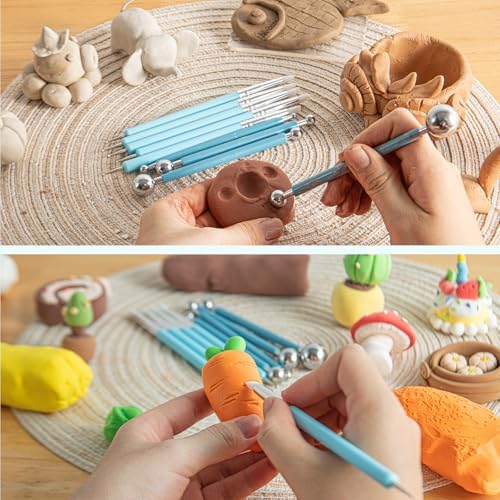 EUOCENK 11PCS Silicone Clay Sculpting Tool, Ball Stylus Clay Tools, Clay Shaper & Sculpter Brushes for Dotting, Painting Mandalas, Embossing, Nail Art, Polymer, Pottery Crafts, Rhinestone, Rock - Image 5