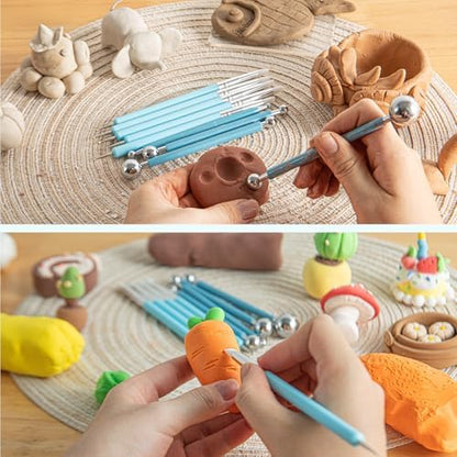 EUOCENK 11PCS Silicone Clay Sculpting Tool, Ball Stylus Clay Tools, Clay Shaper & Sculpter Brushes for Dotting, Painting Mandalas, Embossing, Nail Art, Polymer, Pottery Crafts, Rhinestone, Rock - Image 5