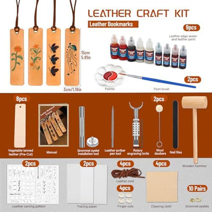 Leather Crafting Kit, Leather Bookmarks Making Kit Tools Supplies Tutorial - Image 2