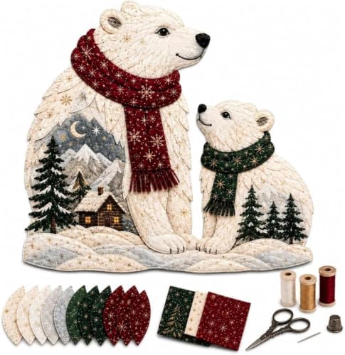 Northern Lights Wildlife DIY Patchwork Kit, Creative Fabric Craft (Red-P) by Unknown