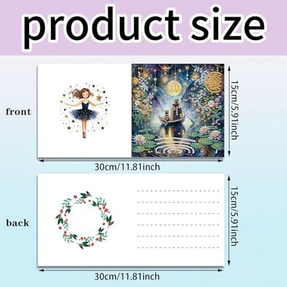 DIZAKIM 6-Piece Christmas-Themed Diamond Painting Greeting Cards Christmas Eve DIY Craft Kit Birthday Gift (Dreamlike Starry Sky) - Image 2
