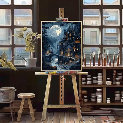 Natuyalo Paint by Numbers Kit for Adults, Paint by Numbers for Beginner Moonlit Castle, Paint by Number for Adults, Night Scene DIY Paint by Number for Gift Home Wall Decor 16x20 Inch - Image 4