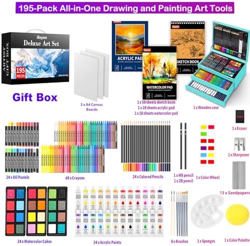 iBayam 195-Pack Deluxe Art Kit – Painting & Drawing Set for Adults - Image 2