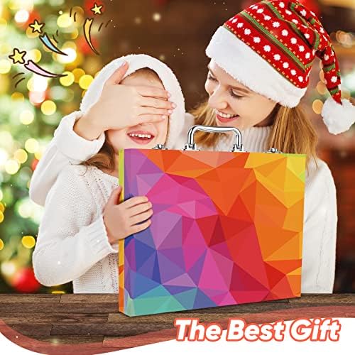Soucolor 183 Art Drawing Painting Kit, Crayons Pastels Markers, Wooden Case - Image 2