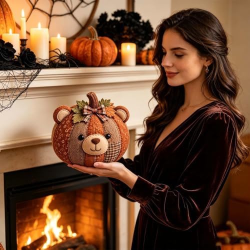 DIY Animal Pumpkin Sewing Kit - Autumn Fabric Animal Pumpkin Craft Set for Adults Beginners - Thanksgiving Handmade Fall Patchwork Craft Kit for Holiday Decor (1PCS E) - Image 4
