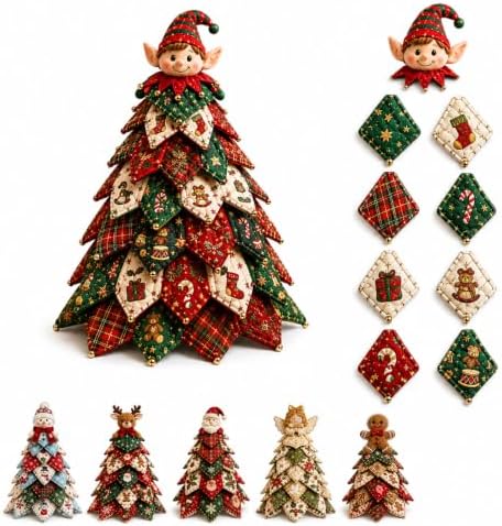 DIY Quilted Christmas Tree Kit, 3D Quilt Kits for Beginners, Snowman by Wakczshy