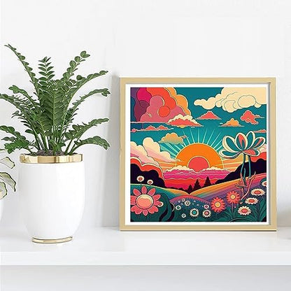 KYOQFVN 2 Framed DIY Paint by Numbers for Adults Beginner, Paint by Number for Adults Framed Canvas, Painting by Numbers for Adults, 2 8x8, Paint by Number for Adults, Crafts for Adults (with Frame) - Image 2