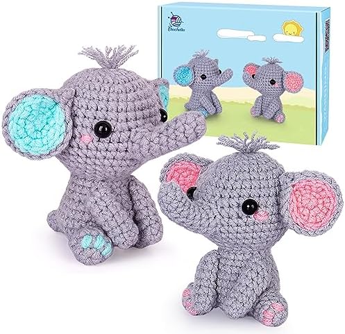 Crochet Kit for Beginner, Upgraded Easy Yarn Crochet Starter Kit w Step-by-Step Video Tutorials, Beginner Crochet Kit for Adults & Kids, Men & Women, Complete Kit Included, 3Pack Whale Family by Crochetta
