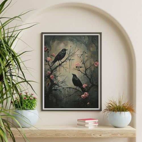 Vintage Raven Paint by Numbers Kit for Adults Framed Canvas, Frameworkless - Image 6