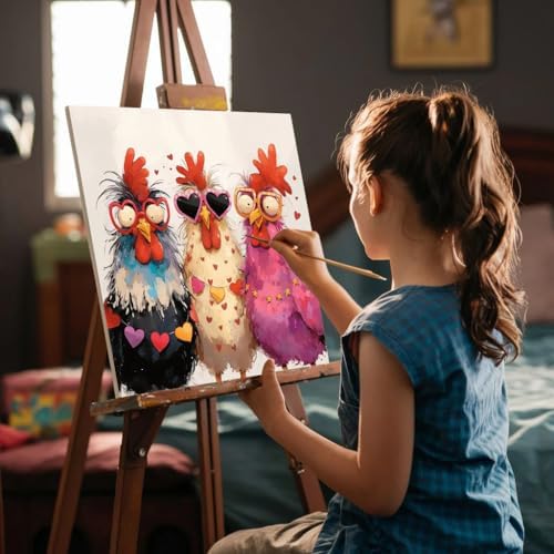 VIGEGU Chicken Paint by Numbers Kit for Adults Beginner,Paint by Number DIY Adult Paint by Number Kits for Home Decor 10x10 inch - Image 3