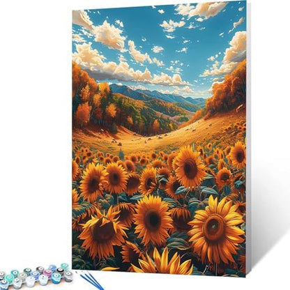 Paint by Numbers Kit for Adults Beginner, Landscape Paint by Numbers Sunflower, DIY Easy Acrylic Watercolor Oil Painting Kit with Brushes, Arts and Crafts for Adult for Home Decor 12x16 in B-68 - Image 4