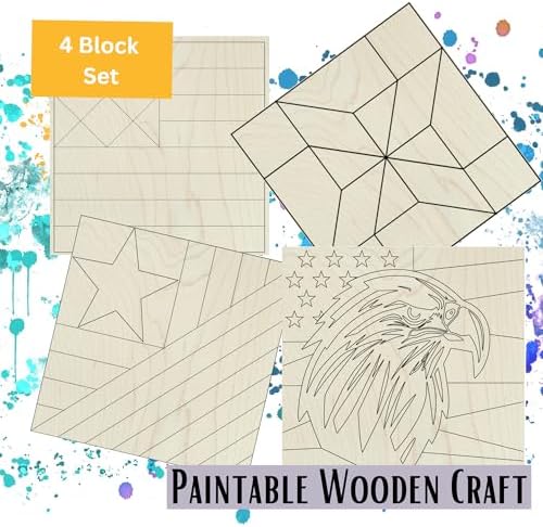 Barn Quilt Kit to Paint, Set of 4, 15 in, Farmhouse Wall Art DIY - Image 3
