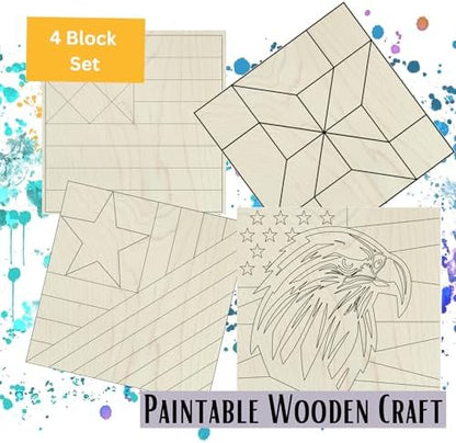 Barn Quilt Kit to Paint, Set of 4, 6 in, Farmhouse Wall Art DIY - Image 2
