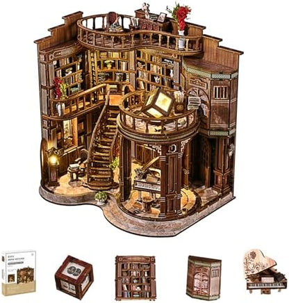 DIY Book Nook Kits for Adults - BookNook Miniature House Kit with LED Light by Qwakay