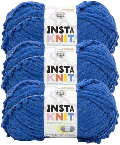 Lion Brand Yarn, InstaKnit Beginner Yarn, Goody Blue Shoes, 3 Pack by LionBrandYarn