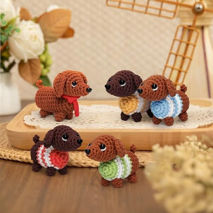 Mewaii Crochet Kit for Beginners, 5 Pack Dachshund Dog Craft Set - Image 7