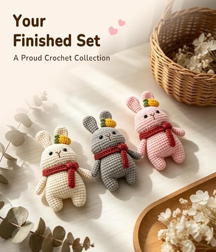 PAITIN Crochet Kit for Beginners Adults, Complete DIY Craft Yarn Kit with Step-by-Step Video Tutorials, Easy Handmade Art Projects Home Decor (Standing Bunny) - Image 2
