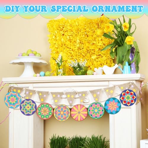 Blosssound 40 Pcs Unfinished Wood Mandala to Paint, Stylish - Image 4