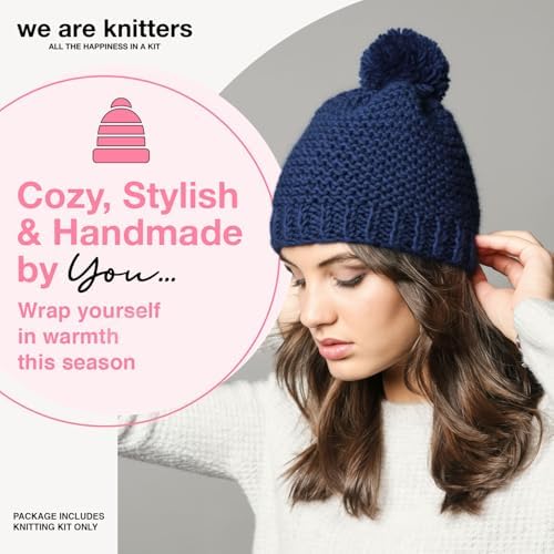 We Are Knitters Tremblant Beanie Kit | Beginner Knitting Gift Kit | Easy Flat Knit Winter Hat | Cozy DIY Handmade Beanie Set - Image 2