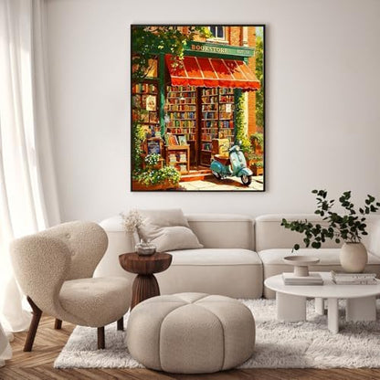Paint by Numbers Kit for Adults, Cozy Bookstore Painting, 16 x 20 Inch - Image 2