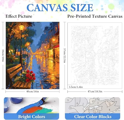 ZRIZQ Paint by Numbers Kit for Adults Beginner,Rose City Street,16x20 - Image 2