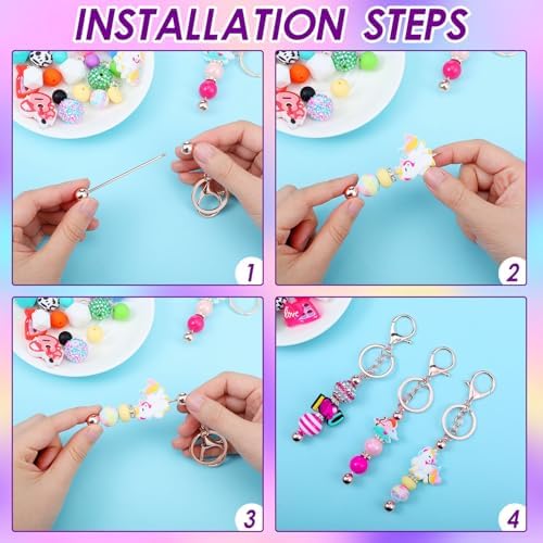Sasylvia 60 Pcs Beadable Keychain Bars Bulk,Rose Gold - Image 4