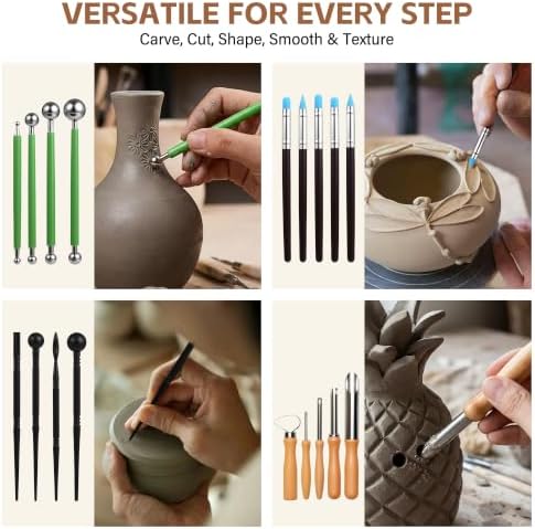 ALLVANA 42-Piece Pottery Tools, Clay Sculpting Tools with Roll-Up Bag - Image 2