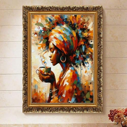 African Woman Paint by Numbers Kit for Adults Framed Canvas, Frameworkless - Image 2