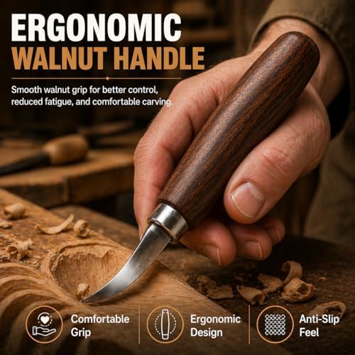Deluxe Wood Carving Kit, 26Pcs Whittling Tools with 6 Basswood Blocks & Leather Case, High-Carbon Steel Knives, Safety Gloves, Woodworking Set for Beginners Adults DIY Craft Gifts - Image 5