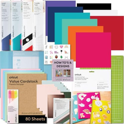 Cricut Ultimate All-in-One Materials & Accessories Bundle for Cricut Joy Xtra Machines- 110+ Piece Craft Supply Kit with Vinyl, HTV, Infusible Ink, Sticker Paper, Pens, Cards & DIY Project Materials by Unknown