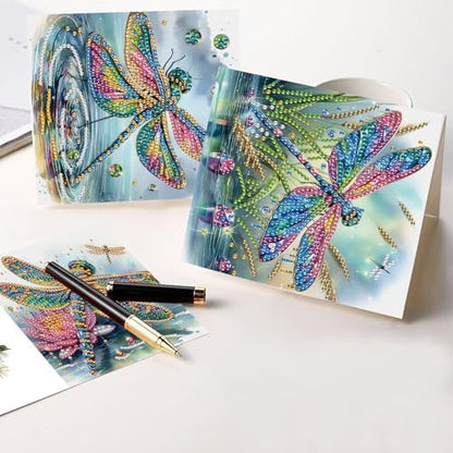 6 Pcs 5D Diamond Painting Greeting Cards Kits Dragonfly, Handmade Festival Greeting Cards with Envelopes DIY Diamond Art Crafts Birthday Cards Shimmer Design for Birthdays Holidays (30x15cm) - Image 6
