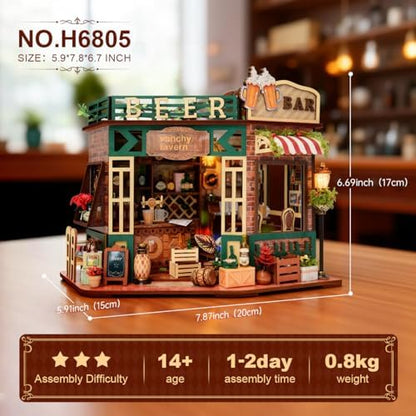 DIY Wooden Miniature House & Book Nook Kits, Bistro Modern Styles Doll House with LED Lights, Furniture, Beginner-Friendly for Adults & Teens, for Lovers, Buddies, Family & Book Lovers - Image 6