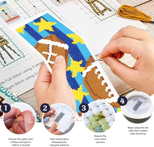 ORIGACH 6 Rugby Set Cross Stitch Bookmark Kit for Beginner - Image 4