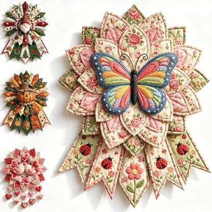 Beginner-Friendly 12- Month Themed 3D Quilted Door Hanger Sewing Kit Collection, DIY Fabric Patchwork Adults Craft Kit, Fall Art Wall Decor, Christmas Holiday Hanger，U11 by Unknown