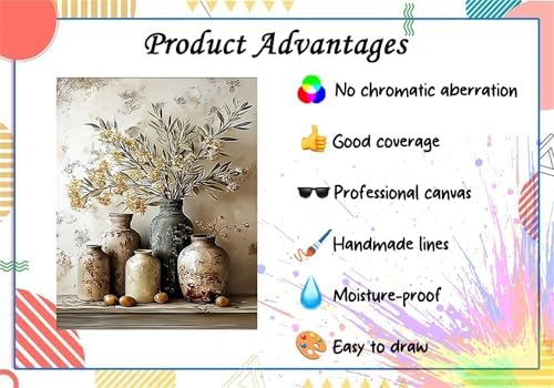 Flower Paint by Numbers Kit for Adults,Olive Blossom Adult Painting by Numbers for Beginner on Canvas,DIY Painting Kits for Home Wall Decor,Gifts (Flower6) - Image 5